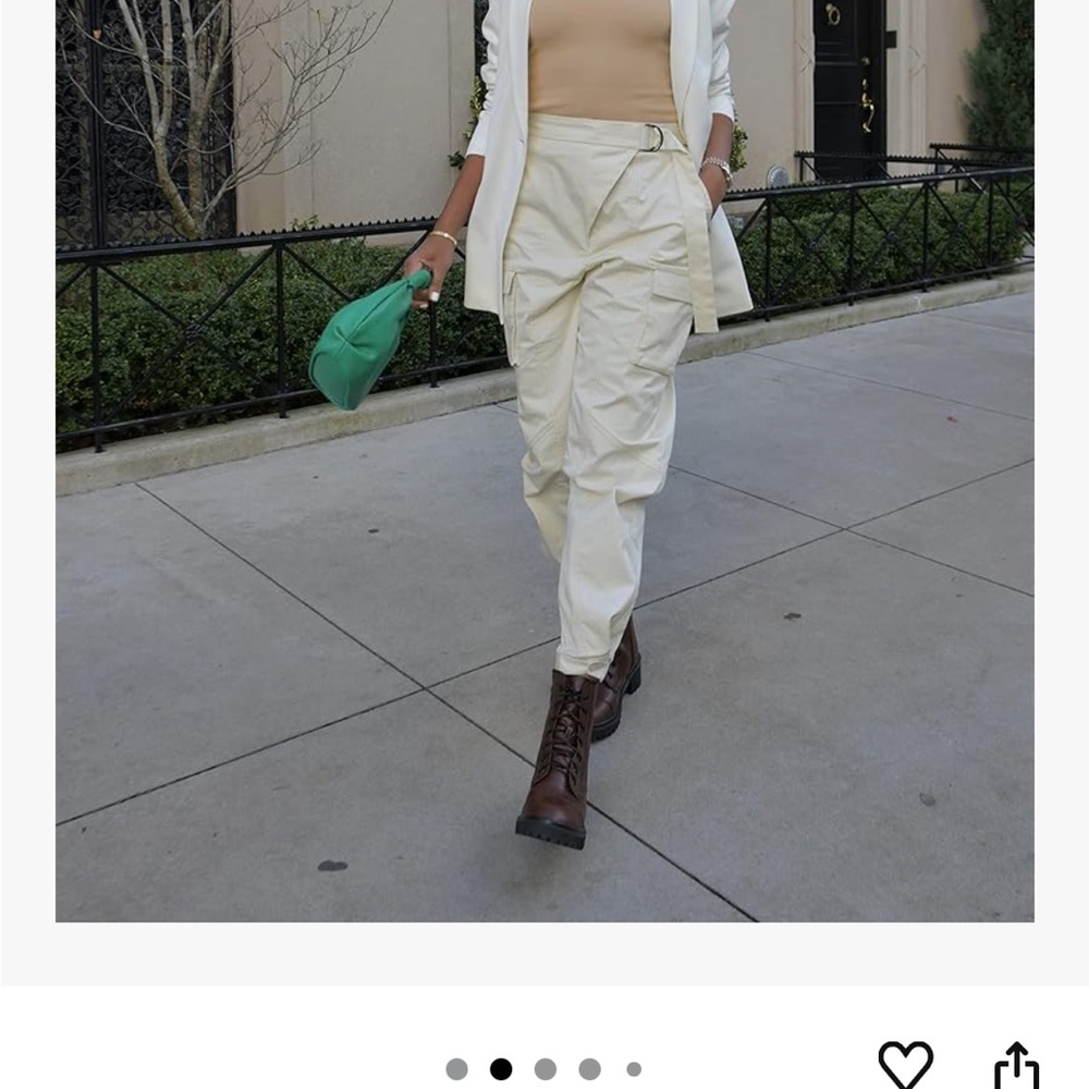 women’s Cream Cargo Pants - Picture 5 of 7